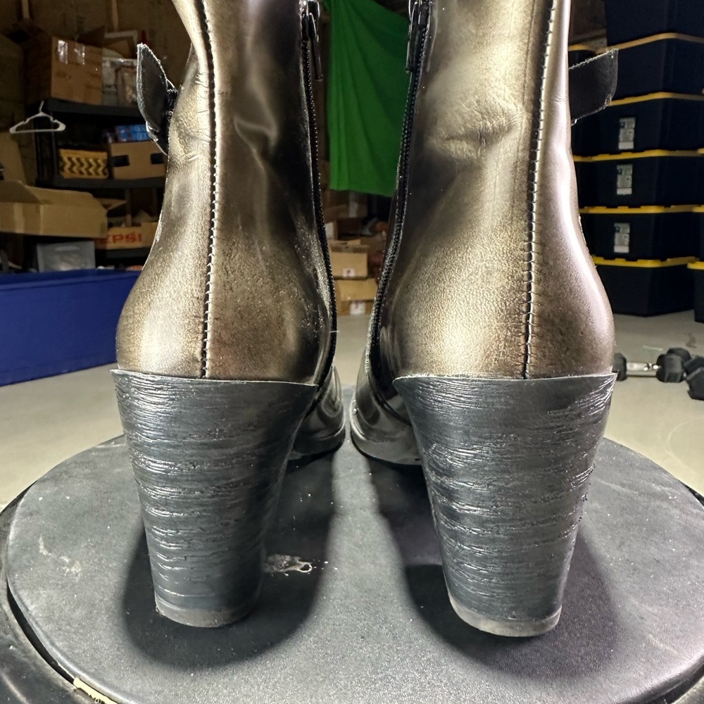 Dromedaris Promod Metallic Black Ankle Boots with Buckle Detail Size 8.5 (39) - Picture 3 of 9
